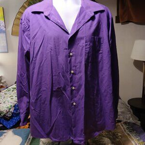 Men's Haggar 2XL Purple Button Down Long Sleeve Dress Shirt